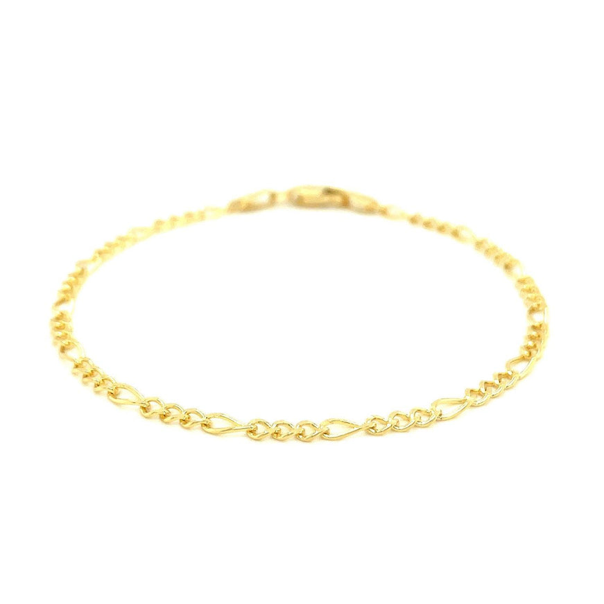 2.6mm 10k Yellow Gold Link Figaro Bracelet - Ellie Belle