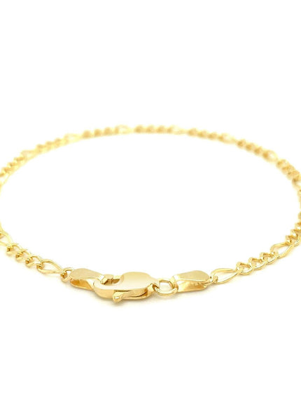 2.6mm 10k Yellow Gold Link Figaro Bracelet - Ellie Belle