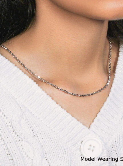 2.6mm 14k White Gold Diamond Cut Cable Link Chain - Ellie Belle