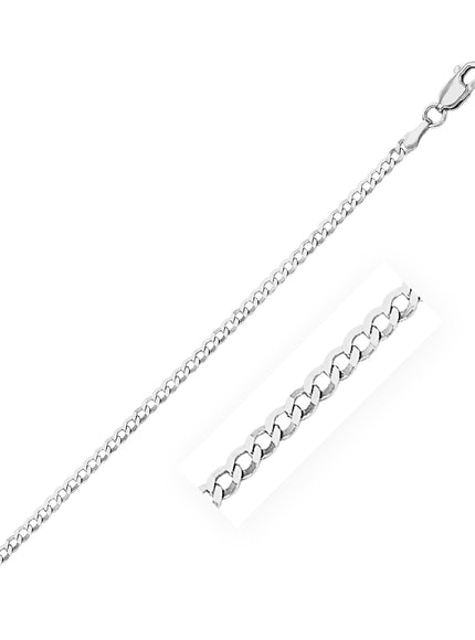 2.6mm 14k White Gold Solid Curb Chain - Ellie Belle