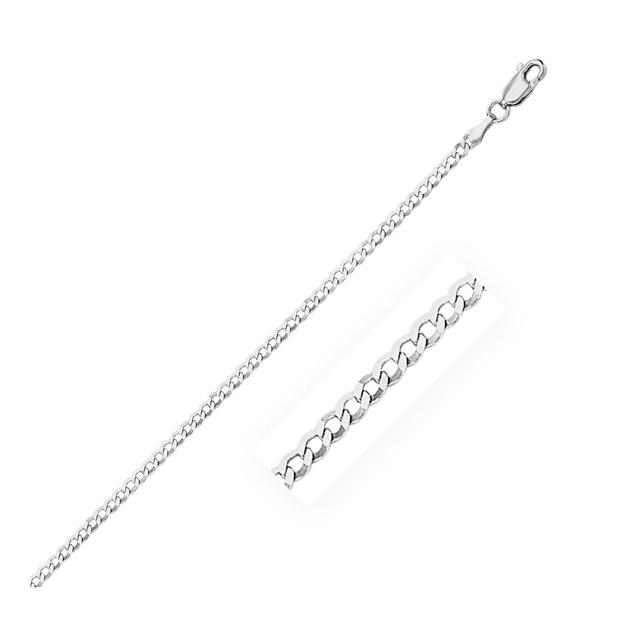 2.6mm 14k White Gold Solid Curb Chain - Ellie Belle