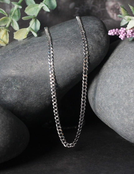2.6mm 14k White Gold Solid Curb Chain - Ellie Belle