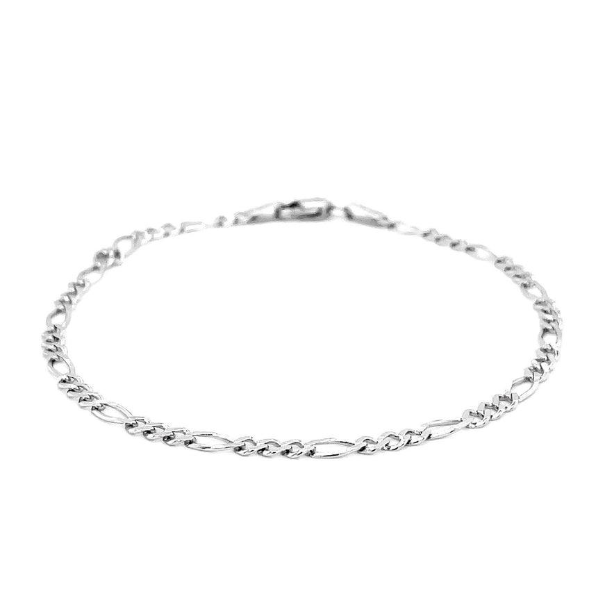 2.6mm 14k White Gold Solid Figaro Bracelet - Ellie Belle