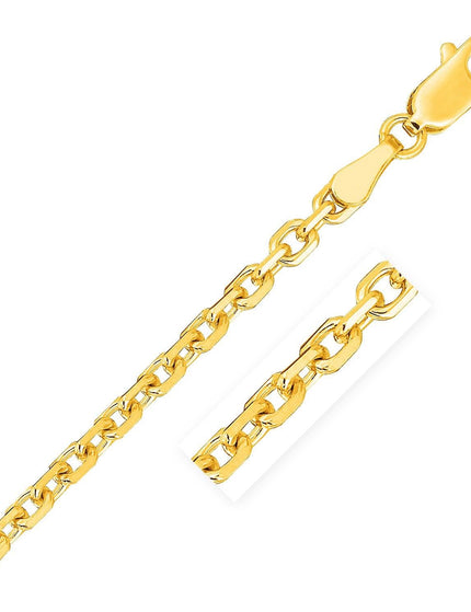 2.6mm 14k Yellow Gold Diamond Cut Cable Link Chain - Ellie Belle