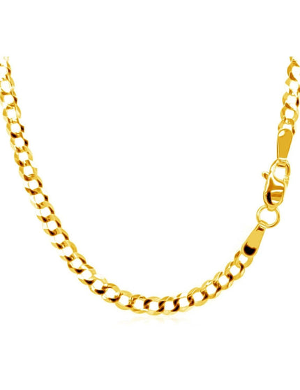 2.6mm 14k Yellow Gold Solid Curb Chain - Ellie Belle
