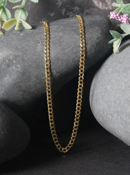 2.6mm 14k Yellow Gold Solid Curb Chain - Ellie Belle