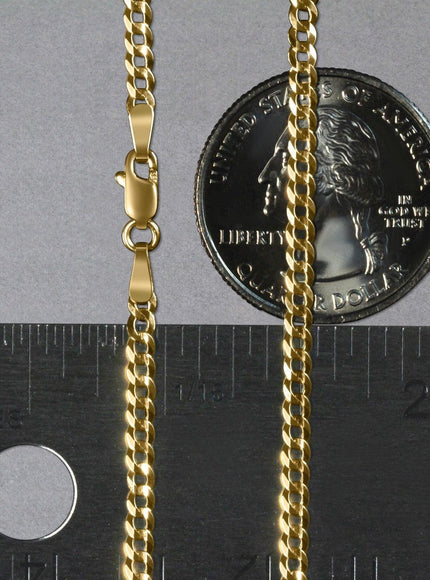 2.6mm 14k Yellow Gold Solid Curb Chain - Ellie Belle