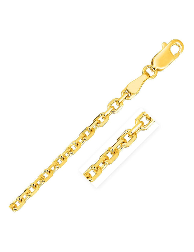 2.6mm 18k Yellow Gold Diamond Cut Cable Link Chain - Ellie Belle