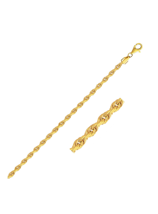 2.75mm 10k Yellow Gold Solid Diamond Cut Rope Bracelet - Ellie Belle