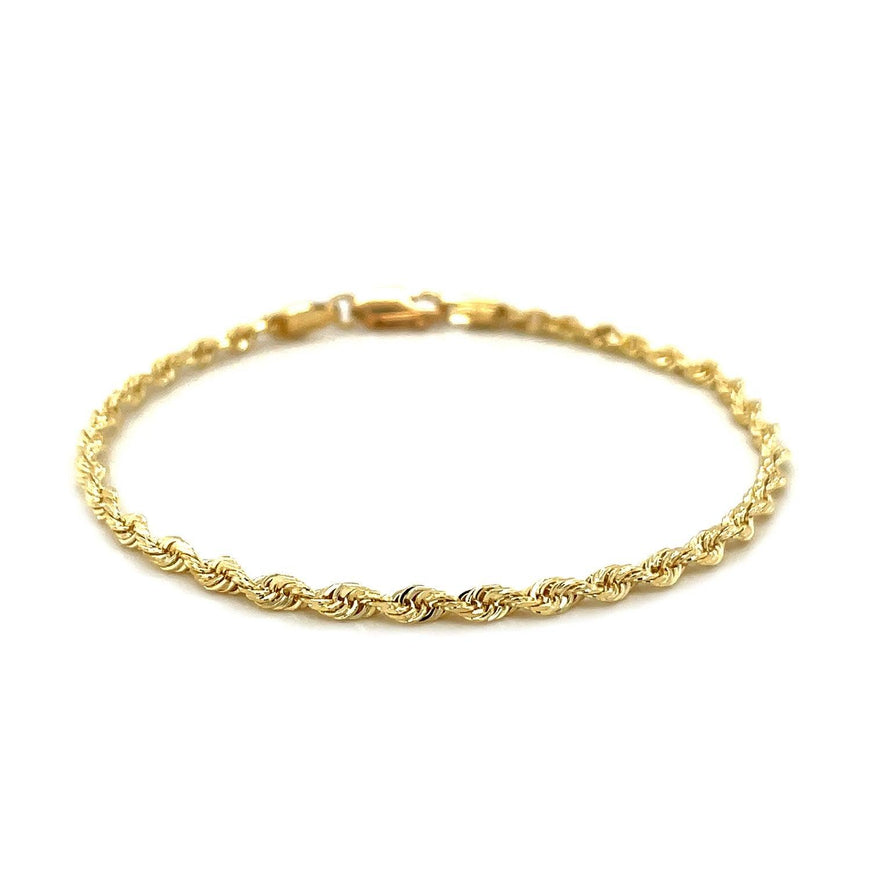 2.75mm 10k Yellow Gold Solid Diamond Cut Rope Bracelet - Ellie Belle