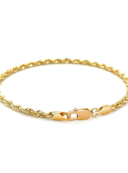 2.75mm 10k Yellow Gold Solid Diamond Cut Rope Bracelet - Ellie Belle