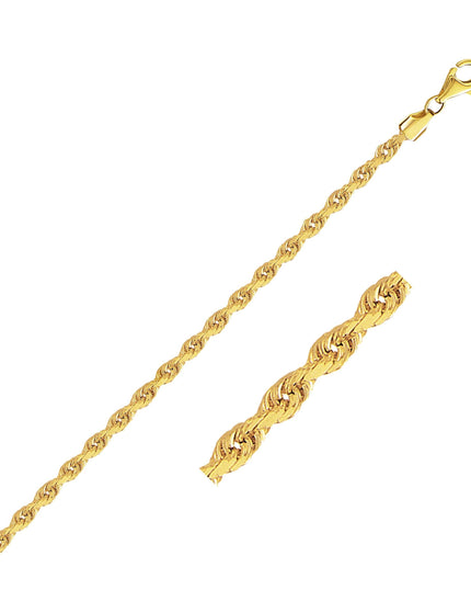 2.75mm 14k Yellow Gold Solid Diamond Cut Rope Chain - Ellie Belle