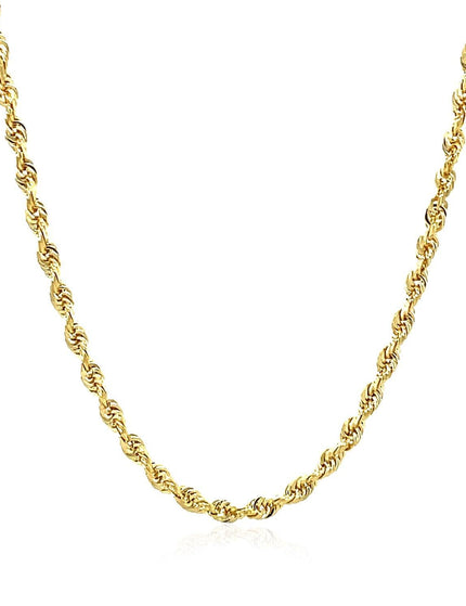 2.75mm 14k Yellow Gold Solid Diamond Cut Rope Chain - Ellie Belle