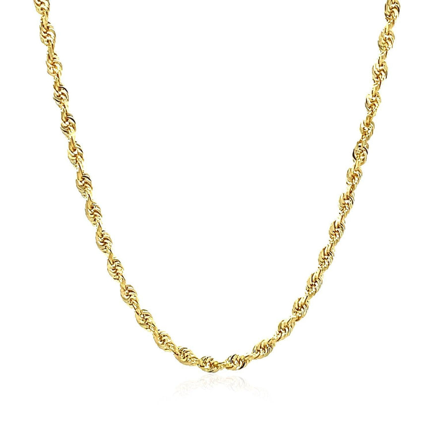 2.75mm 14k Yellow Gold Solid Diamond Cut Rope Chain - Ellie Belle