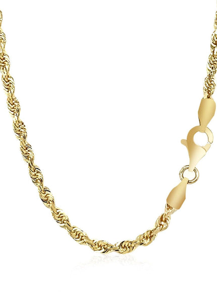 2.75mm 14k Yellow Gold Solid Diamond Cut Rope Chain - Ellie Belle