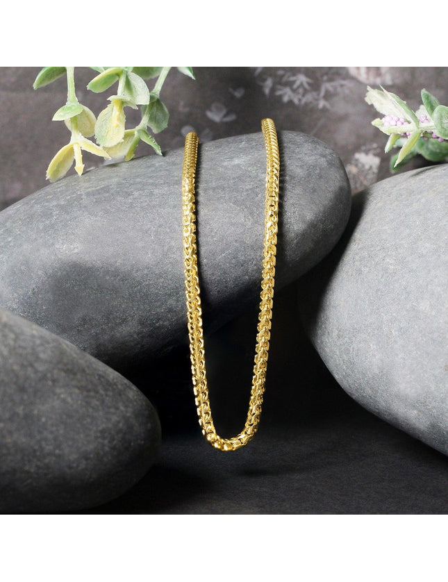 2.7mm 14k Yellow Solid Gold Diamond Cut Round Franco Chain - Ellie Belle