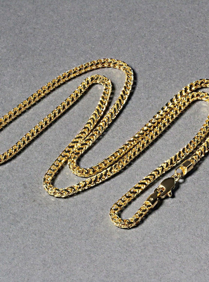 2.7mm 14k Yellow Solid Gold Diamond Cut Round Franco Chain - Ellie Belle