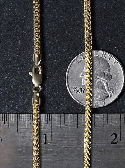 2.7mm 14k Yellow Solid Gold Diamond Cut Round Franco Chain - Ellie Belle