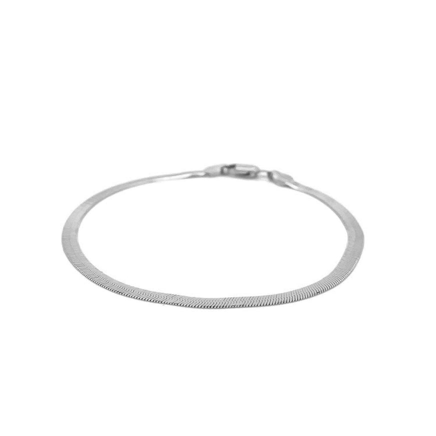 2.8mm 14k White Gold Super Flex Herringbone Bracelet - Ellie Belle