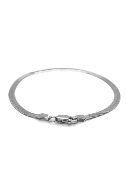 2.8mm 14k White Gold Super Flex Herringbone Bracelet - Ellie Belle