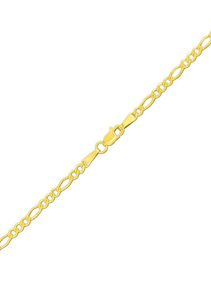 2.8mm 14k Yellow Gold Solid Figaro Bracelet - Ellie Belle