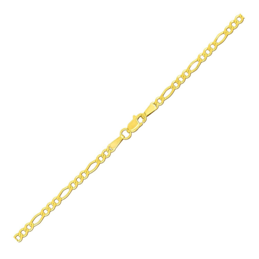 2.8mm 14k Yellow Gold Solid Figaro Bracelet - Ellie Belle