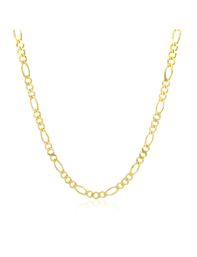 2.8mm 14k Yellow Gold Solid Figaro Chain - Ellie Belle