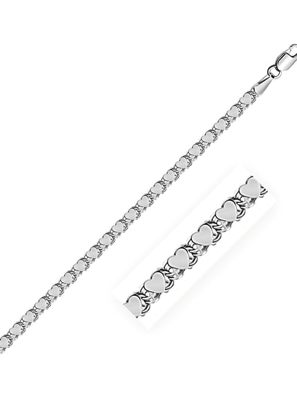 2.9mm 14k White Gold Heart Bracelet - Ellie Belle