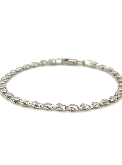 2.9mm 14k White Gold Heart Bracelet - Ellie Belle