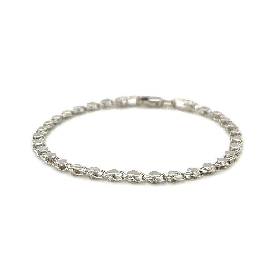 2.9mm 14k White Gold Heart Bracelet - Ellie Belle