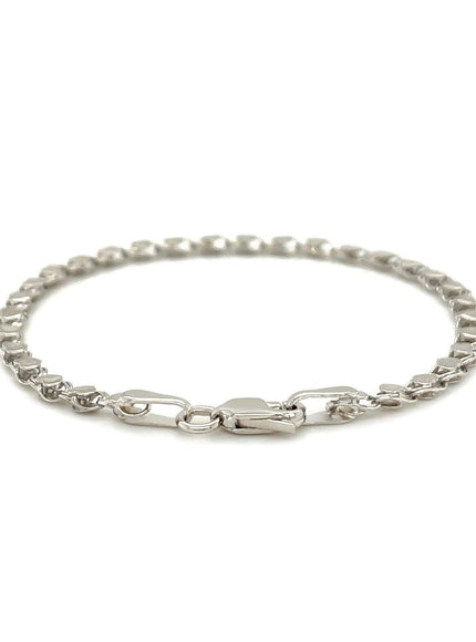 2.9mm 14k White Gold Heart Bracelet - Ellie Belle