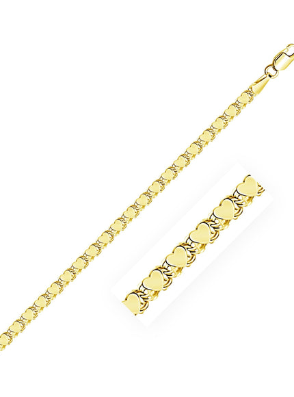 2.9mm 14k Yellow Gold Heart Bracelet - Ellie Belle