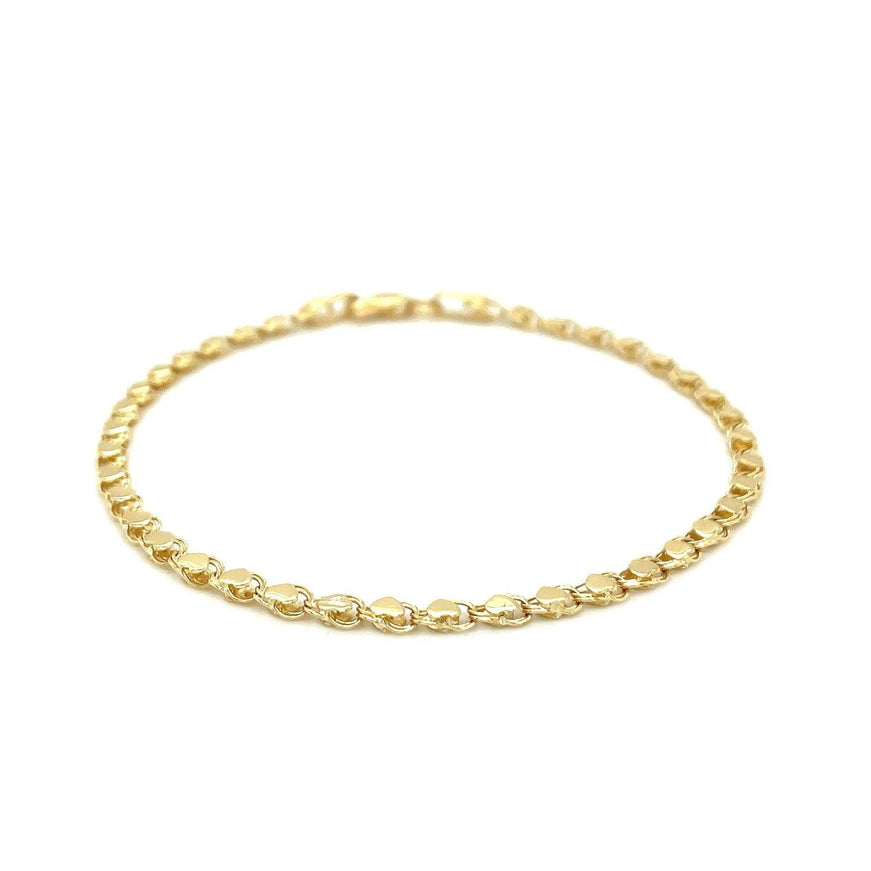 2.9mm 14k Yellow Gold Heart Bracelet - Ellie Belle