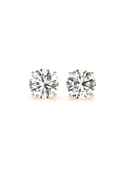 2 cttw Certified IGI Lab Grown Round Diamond Stud Earrings 14k Yellow Gold (G/VS2) - Ellie Belle