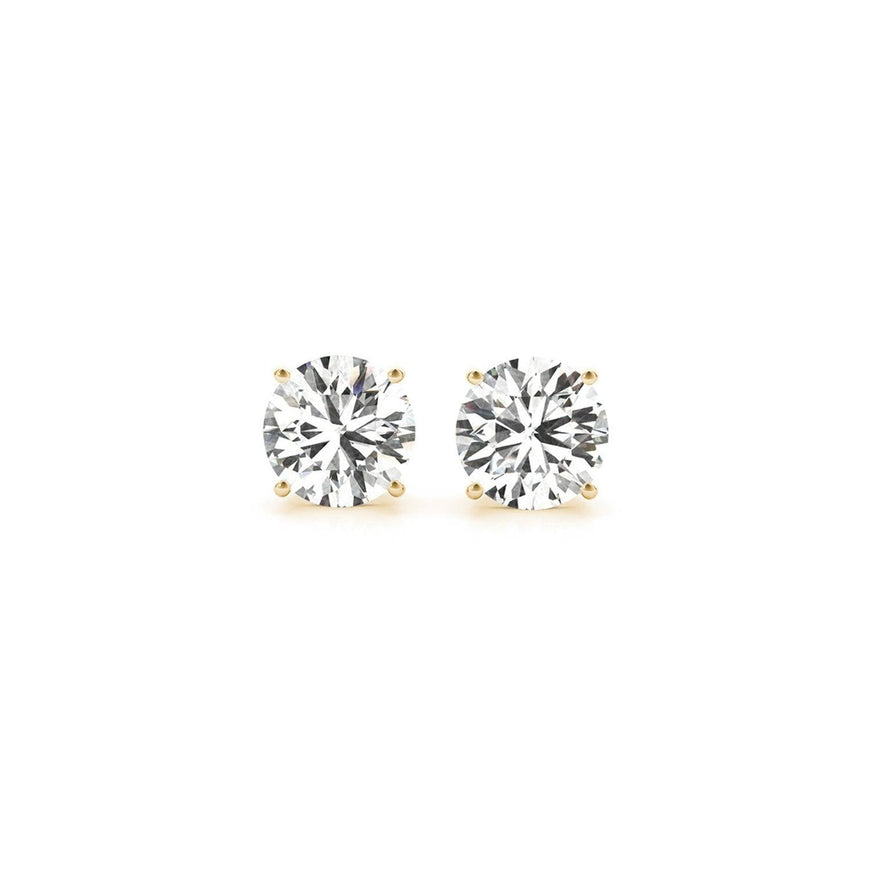 2 cttw Certified IGI Lab Grown Round Diamond Stud Earrings 14k Yellow Gold (G/VS2) - Ellie Belle