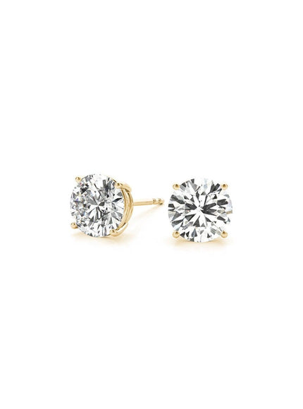 2 cttw Certified IGI Lab Grown Round Diamond Stud Earrings 14k Yellow Gold (G/VS2) - Ellie Belle