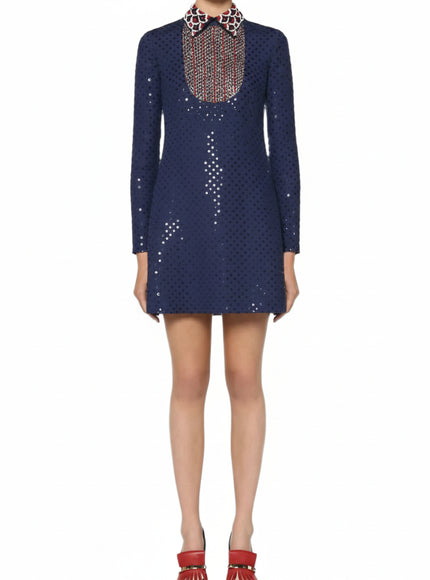 Valentino Navy Sequin Embellished Mini Dress Ellie Belle Valentino Navy Sequin Embellished Mini Dress Ellie Belle