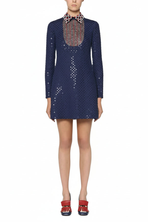 valentino mini dress Valentino Navy Sequin Embellished Mini Dress – Ellie Belle