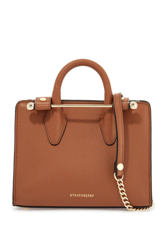 Strathberry Nano Tote In Chestnut Leather Bag