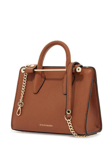 Strathberry Nano Tote In Chestnut Leather Bag