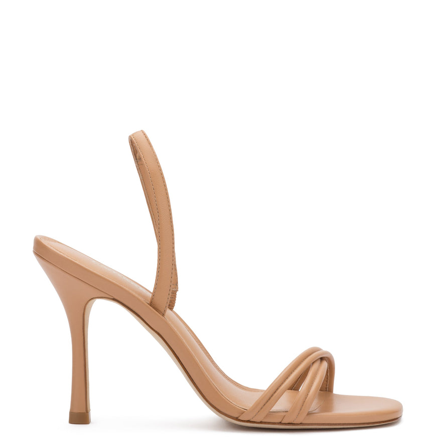 Larroude Annie Sandal In Tan Leather Tan