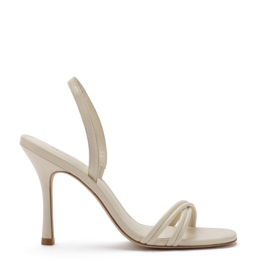 Larroude Annie Sandal In Ivory Leather Ivory