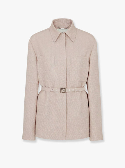 Fendi Ff Diagonal 3D Wool Blazer Beige