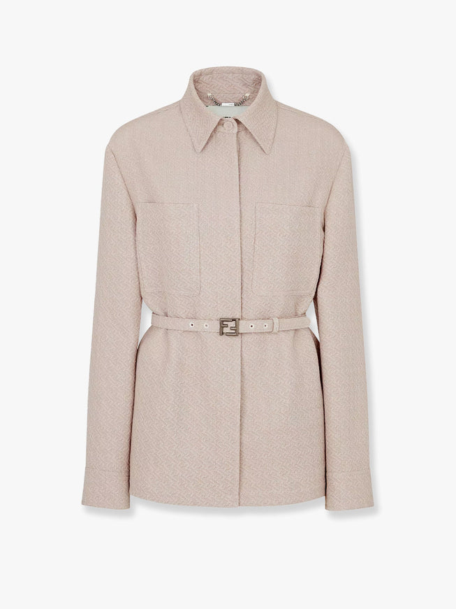 Fendi Ff Diagonal 3D Wool Blazer Beige