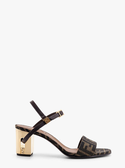 Fendi Delfina Ff Brown Jacquard Sandals Marrone