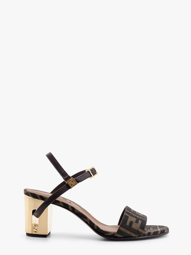 Fendi Delfina Ff Brown Jacquard Sandals Marrone