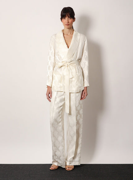 Fendi Jacquard Silk Trouser With Floral Motif