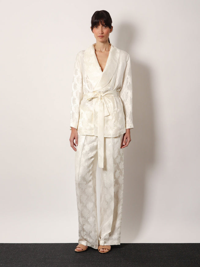 Fendi Jacquard Silk Trouser With Floral Motif