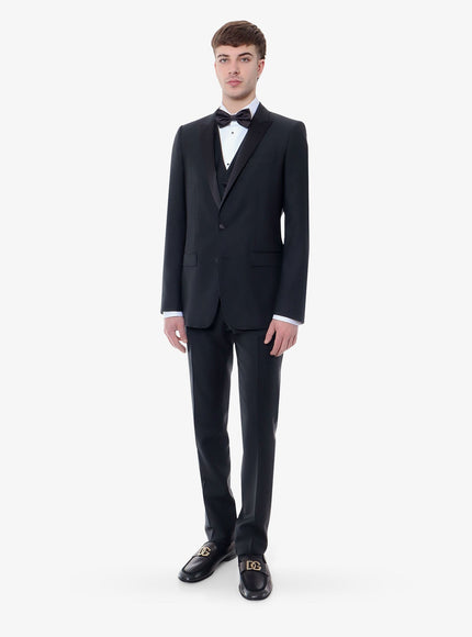 Dolce & Gabbana Virgin Wool Blend Tuxedo With Gilet And Satin Profiles
