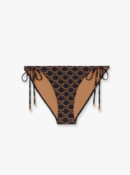 Celine Bikini Slip With Triomphe Print Marrone